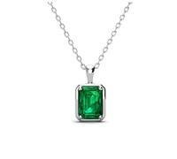 GGYTMQL Collar con colgante de esmeralda de plata S925 para mujer, joyería de 5 x 7 mm, collar de clavícula geométrica, A