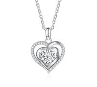 GGYTMQL Collar con colgante de moissanita de 1 quilate, collar de corazón de plata de ley, para el día de la madre, aniversario, cumpleaños para mujer, A