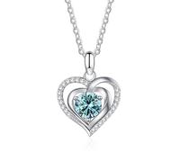 GGYTMQL Collar con colgante de moissanita de 1 quilate, collar de corazón de plata de ley, para el día de la madre, aniversario, cumpleaños para mujer, A