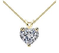GGYTMQL Collar con colgante de moissanita de corazón de 1 quilate para mujer, 100% plata de ley 925, joyería fina brillante para fiesta de boda, Silver