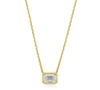 GGYTMQL Collar con colgante de moissanita de corte esmeralda de 2 quilates de 8 mm para mujer, plata de ley 925, A