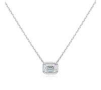 GGYTMQL Collar con colgante de moissanita rectangular de 2 quilates, 100% plata de ley 925, collar de diamantes de corte esmeralda para mujer, A