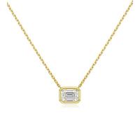 GGYTMQL Collar con colgante de moissanita rectangular de 2 quilates, 100% plata de ley 925, collar de diamantes de corte esmeralda para mujer, A