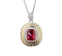 GGYTMQL Collar con colgante de plata auténtica 925 de 7 x 9 mm con rubí esmeralda para mujer, accesorios de joyería, A