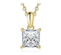 GGYTMQL Collar con colgante de plata de ley 925 con diseño de princesa de 1 quilate, para mujer, sin cadena, chapado en oro rosa amarillo, A