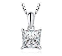 GGYTMQL Collar con colgante de plata de ley 925 con diseño de princesa de 1 quilate, para mujer, sin cadena, chapado en oro rosa amarillo, A