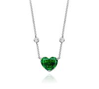 GGYTMQL Collar con colgante de plata de ley 925 de 10 x 12 mm con corazón de alto carbono de 43 cm para mujer, joyería fina, green