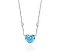 GGYTMQL Collar con colgante de plata de ley 925 de 10 x 12 mm con diamante rosa de alto carbono con corte de flor de hielo para mujer, joyería fina brillante, Aquamarine