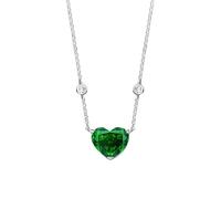 GGYTMQL Collar con colgante de plata de ley 925 de 10 x 12 mm, esmeralda, diamante de alto carbono, corte de flor de hielo, joyería para mujer, A