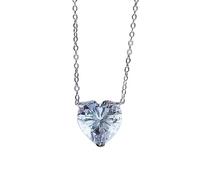 GGYTMQL Collar con colgante de plata de ley 925 de 12 x 12 mm con corazón de alto carbono para mujer, joyería de boda brillante, A