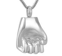 GGYTMQL Collar Conmemoratis de Cenizas un Poderoso puño de Acero para Inoxidable para Hombres, Recuerdo de urna conmemorata, Colgante, Collar de Cenizas de cremación para Hombres