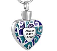 GGYTMQL Collar de Cenizas Acero Inoxidable El Colgante de Cenizas conmemorativas Siempre estará en mi corazón para conmemorar Las Cenizas Joyas de cremación