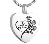 GGYTMQL Collar de Cenizas Acero Inoxidable El Colgante de Cenizas conmemorativas Siempre estará en mi corazón para conmemorar Las Cenizas Joyas de cremación