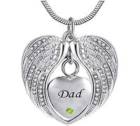 GGYTMQL Collar de Cenizas para Mujeres Cenizas Colgantes alas de ángel alas de ángel en Forma de corazón cremación urna Cenizas conmemorativas Colgante