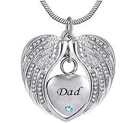 GGYTMQL Collar de Cenizas para Mujeres Cenizas Colgantes alas de ángel alas de ángel en Forma de corazón cremación urna Cenizas conmemorativas Colgante