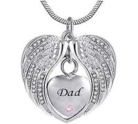 GGYTMQL Collar de Cenizas para Mujeres Cenizas Colgantes alas de ángel alas de ángel en Forma de corazón cremación urna Cenizas conmemorativas Colgante