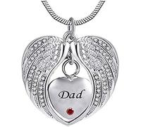 GGYTMQL Collar de Cenizas para Mujeres Cenizas Colgantes alas de ángel alas de ángel en Forma de corazón cremación urna Cenizas conmemorativas Colgante