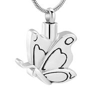 GGYTMQL Collar de Cenizas para Mujeres Joyas de cremación de Mariposa Acero Inoxidable Recuerdo Colgante de Colgante de Colgante urna urna Mascota