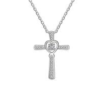 GGYTMQL Collar de Cross cardíaco Collares Colgantes pavimentados de circonía Completa para Mujeres Joyas Finas