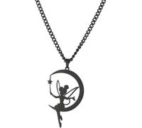 GGYTMQL Collar de Hadas Accesorios para Mujeres, 925 Collar Colgante de Hadas de Plata esterlina Collar de Luna, Collar de Tinkerbell, Joyas de Hadas, Joyas de Tinkerbell