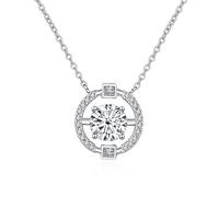 GGYTMQL Collar de moissanita de plata de ley 925 de 1 quilate, colgante redondo para mujer, cadena de clavícula para el día de San Valentín, A