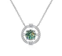 GGYTMQL Collar de moissanita de plata de ley 925 de 1 quilate, colgante redondo para mujer, cadena de clavícula para el día de San Valentín, A