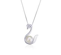 GGYTMQL Collar de plata de ley S925 para mujer, collar de perlas de plata, colgante de cadena de cisne para collares, 18,8 x 12,2 mm
