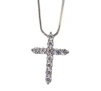 GGYTMQL Collar de plata S925 con colgante de cruz y circonita para mujer, A, A