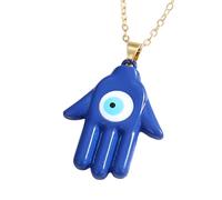 GGYTMQL Collar Hamsa para Mujeres y Hombres, Multicolor Hamsa Hand Evil Oye Collar de Ojo Azul Cadena de suéter de Mano de Ojo Azul Fátima, Mano de Fátima con Ojo Turco Turco