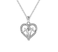 GGYTMQL Collar para mujer, collar de cadena de corazón con doble circonita cúbica para mamá, collar con colgante simple