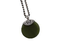 GGYTMQL Collar925 Plateado Colgante Redondo Verde Jade para Mujeres Joyas Finas Collar de Plata tailandesa