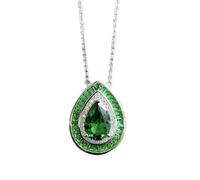 GGYTMQL Collares con colgante de plata maciza 925 de 8 x 12 mm con rubí esmeralda para mujer, joyería de boda, A