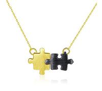 GGYTMQL Collares de chocas de Rompecabezas Colgantes Colgantes de Mujeres garas de Color Negro y Color Joyas cepilladas Hechas en China