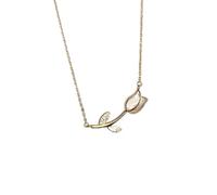 GGYTMQL Collares de rosas para mujer, tulipanes brillantes 925, colgante para el día de San Valentín, A