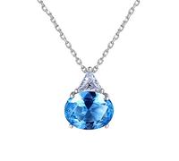 GGYTMQL Collares de topacio Azul Oval a Las Mujeres aniversas Joyas Finas Hechas en China