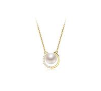 GGYTMQL Collares s925 con colgante de perlas de agua dulce de 8 a 9 mm, color blanco, con forma de moño al vapor, a la moda, joyería femenina para mujer