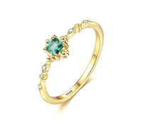 GGYTMQL Compromiso de boda de piedras preciosas de esmeralda natural anillo amarillo joyas finas