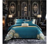 GGYTMQL Conjunto de Ropa de Cama de Cuatro Piezas Cuatro Piezas 1400 TC Cotton Bedlinen Waves Pattern Bedding King King Tamaño de Lino Cubierto de Tapa de la Cama Casas de Almohada (BLU-King