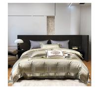 GGYTMQL Conjunto de Ropa de Cama de Cuatro Piezas de Cuatro Piezas Gold White Silverjacquard King Size Bedding de algodón Dórmpe Cubierto de Almohadillas de sábana de Cama (A-Rey