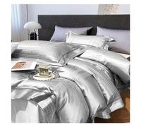GGYTMQL Conjunto de Ropa de Cama de Cuatro Piezas de Cuatro Piezas Gold White Silverjacquard King Size Bedding de algodón Dórmpe Cubierto de Almohadillas de sábana de Cama (A-Rey