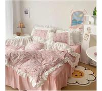 GGYTMQL Conjunto de Ropa de Cama de Cuatro Piezas Four Pieces Vintage Lace Lace Bedding Tamaño de Reina Set de Dormitorio Estado Hojas de Tapa nórdica y Cubiertas de Almohadas Lino de Cama de