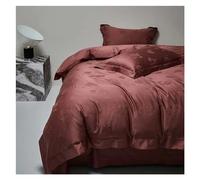 GGYTMQL Conjunto de Ropa de Cama de Cuatro Piezas Jacquard de satén de Lujo Negro de Lujo y 1000TC Algodón Patchwork Bedding Silky Soft Divet Cubierta Conjuntos de Almohadillas (E-Flat Bed Sheet-King