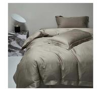 GGYTMQL Conjunto de Ropa de Cama de Cuatro Piezas Jacquard de satén de Lujo Negro de Lujo y 1000TC Algodón Patchwork Bedding Silky Soft Divet Cubierta Conjuntos de Almohadillas (E-Flat Bed Sheet-King