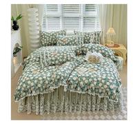 GGYTMQL Conjunto de Ropa de Cama de Cuatro Piezas Redding French Rural Pequeñas Flores Cubierta Dededenida Cedida Acolchada Doble Capas Puffles Capas de Almohadas Camas de Cuatro Piezas (C-Queen