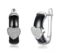 GGYTMQL Corazón Completo Pendientes de circonía cúbica para Mujeres Cerámica Pendimiento Fino Joyería