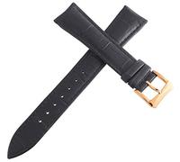 GGYTMQL Correa de banda de reloj de cuero negro de Raymond Weil de 19 mm con hebilla de acero inoxidable con tonos de oro rosa V4.14B