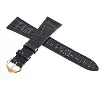 GGYTMQL Correa de banda de reloj de cuero negro de Raymond Weil de 20 mm con hebilla de acero inoxidable con tonos dorados