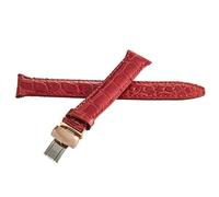 GGYTMQL Correa de banda de reloj rojo de cuero rojo de 17 mm de Locman con hebilla de oro rosa