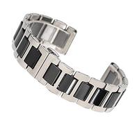 GGYTMQL Correa de reloj, eslabones creativos de cerámica de 18/20 mm, correas de reloj de acero inoxidable, cierre oculto, correa de reloj con barras de resorte, 18mm