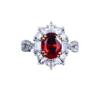 GGYTMQL Corte de diamantes ovalado Halo Ruby Wedding 925 Rings de plata para mujeres Zirconia cúbica Anillo de princesa de dos colores para su anillo de promesa de diamantes ANILLO ABSERABLE